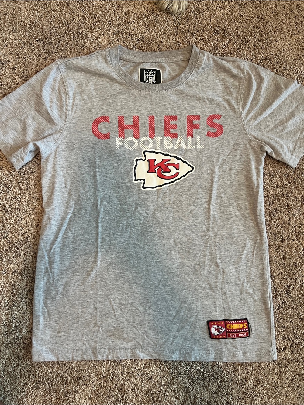 NFL Kansas City Chiefs Gray Tee with Red Logo